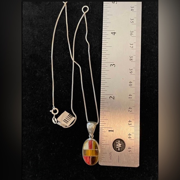 BG Mudd Native American Artisan Inlay Sterling silver necklace - Picture 3 of 4